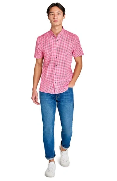 Construct Mini Check Woven Short Sleeve Basic In White/red