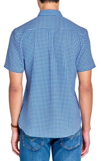 Construct Mini Check Woven Short Sleeve Basic In White/blue