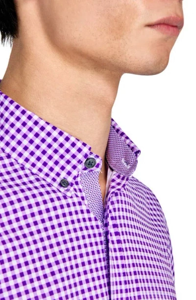 Construct Mini Check Woven Short Sleeve Basic In Lilac