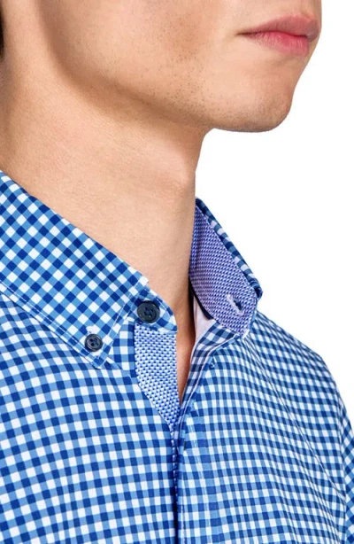 Construct Mini Check Woven Short Sleeve Basic In White/blue