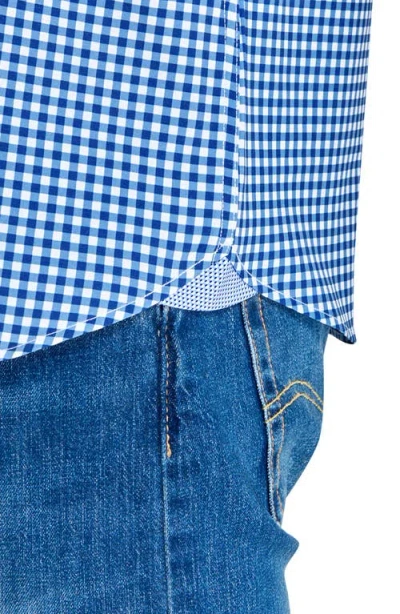 Construct Mini Check Woven Short Sleeve Basic In White/blue