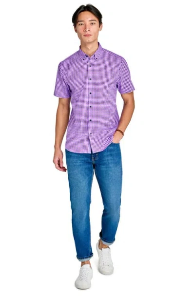 Construct Mini Check Woven Short Sleeve Basic In Lilac