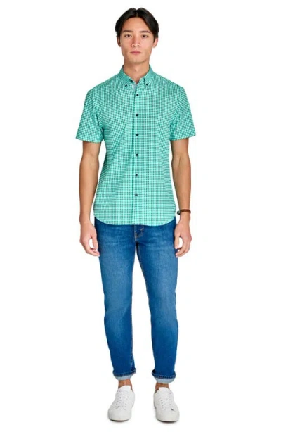 Construct Mini Check Woven Short Sleeve Basic In Green/white