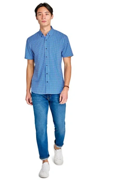 Construct Mini Check Woven Short Sleeve Basic In Navy