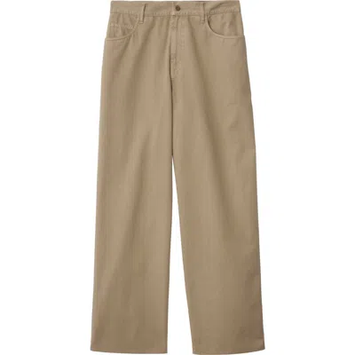 Burberry Men's Washed Twill Trousers In Quill