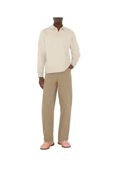 Burberry Men's Washed Twill Trousers In Quill