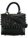 LES PETITS JOUEURS 'love' studded small tote,CALFLEATHER100%