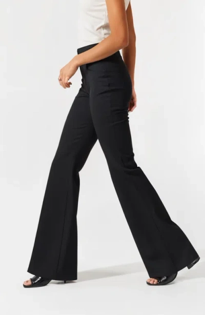 Modenaire High-waisted Wide-leg Trousers With Tailored Fit And Pockets In Black