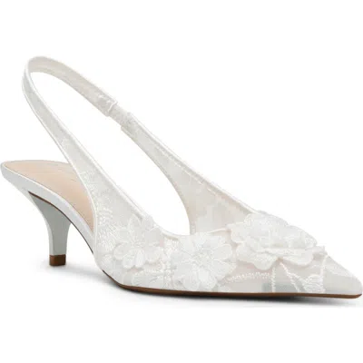 Betsey Johnson Sb-dian Ivory 3d Floral Pointed-toe Slingback Pumps
