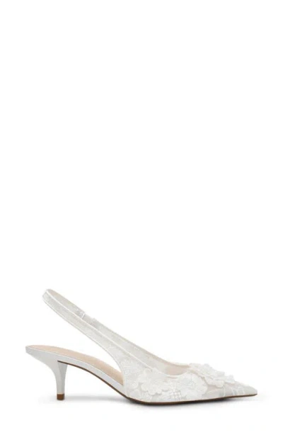Betsey Johnson Sb-dian Ivory 3d Floral Pointed-toe Slingback Pumps