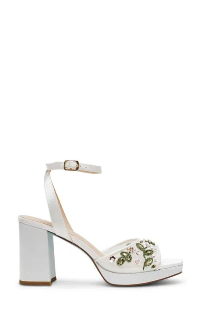 Betsey Johnson Women's Kirra Floral Beaded Platform Dress Sandals In Ivory