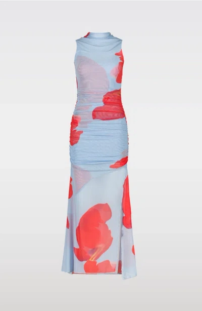 Saemdi Floral Printed Mesh Dress In Multi