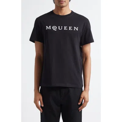 Alexander Mcqueen Logo Lettering Crewneck T-shirt In Black