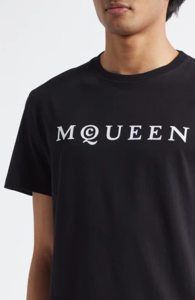 Alexander Mcqueen Logo Lettering Crewneck T-shirt In Black