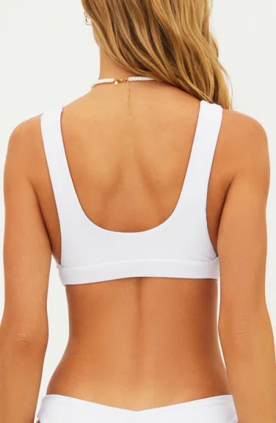 Beach Riot Peyton Bikini Top Women White Ribbed Scoop Neck Swimwear Ddr297 In White