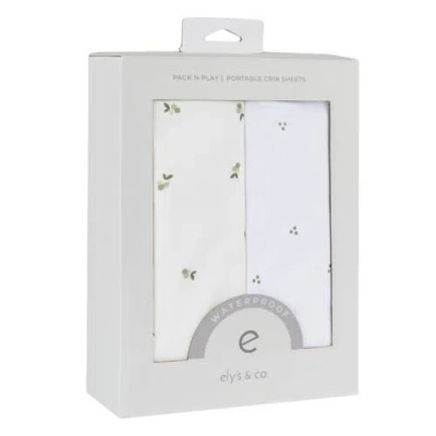 Ely's & Co. Baby Fitted Waterproof Pack N Play | Mini Portable Crib Sheet Set 2 Packs In Sage Berry