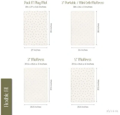 Ely's & Co. Baby Fitted Waterproof Pack N Play | Mini Portable Crib Sheet Set 2 Packs In Sage Berry