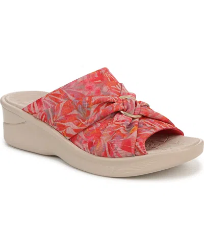 Bzees Lifestride Serenade Slide Sandal In Coral Multi Island Palm Fabric