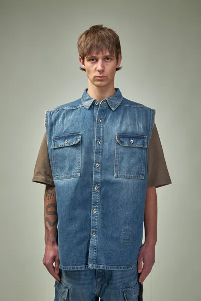 Rick Owens Drkshdw Indigo Hollywood Sl Tommy Jumbo Denim Overshirt In Blue