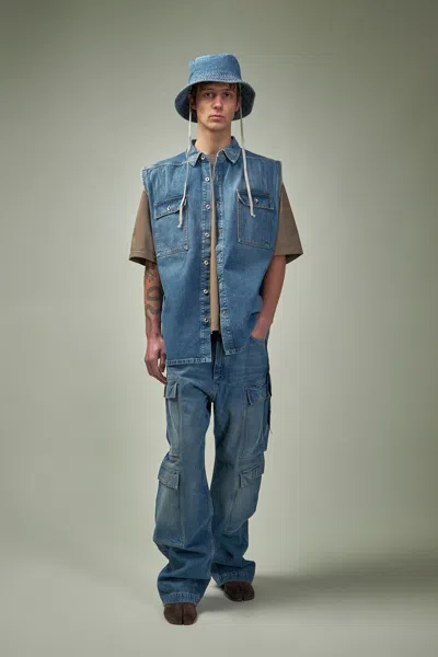 Rick Owens Drkshdw Indigo Hollywood Sl Tommy Jumbo Denim Overshirt In Blue