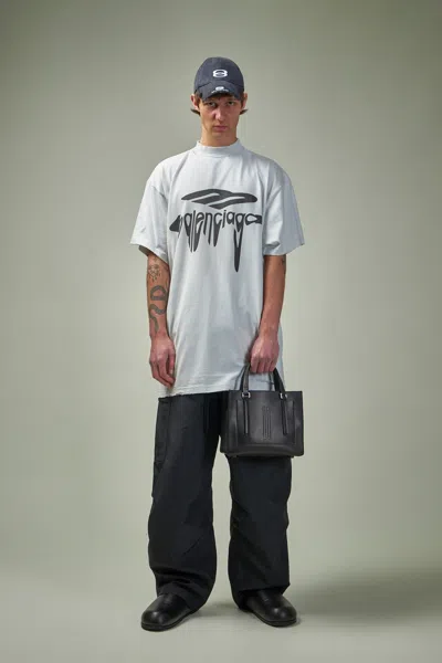 Balenciaga Grey 3b Liquefied Oversized T-shirt In White