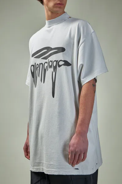 Balenciaga Grey 3b Liquefied Oversized T-shirt In White
