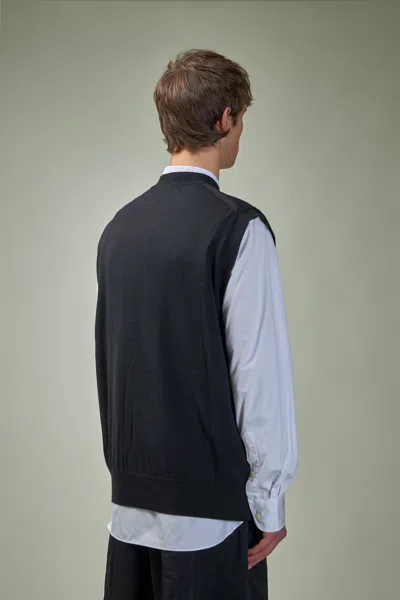 Junya Watanabe Mended Patchwork Wool Vest In Black