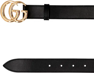 Gucci Black Belt With Double Gg Buckle