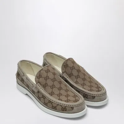 Gucci Loafer In Original Gg Fabric Beige/ebony Men