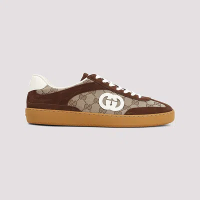 Gucci Men G75 Low-top Supreme Gg Fabric And Suede Sneakers