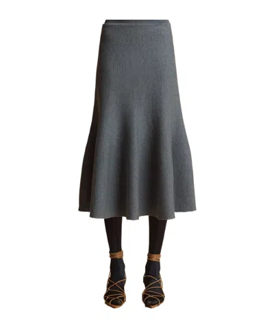 Khaite Odil Wool Skirt In Grey