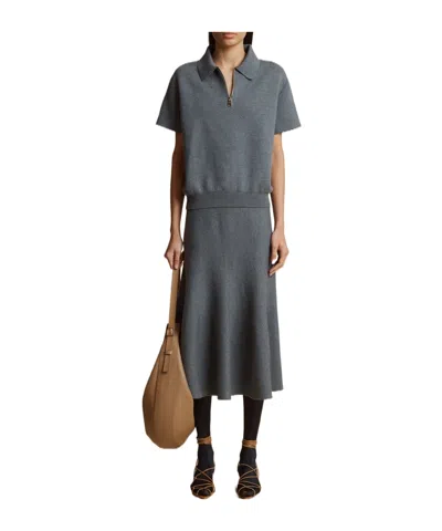 Khaite Odil Wool Skirt In Grey