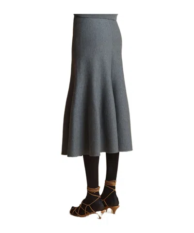 Khaite Odil Wool Skirt In Grey