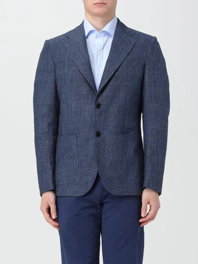 Fay Check-pattern Blazer In Blue