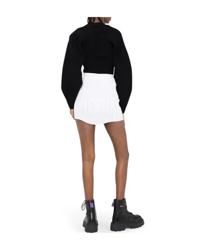 Balmain Button Embellished Mini Knit Skirt In White