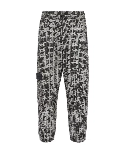 Balmain Monogram-print Track Pants In Black