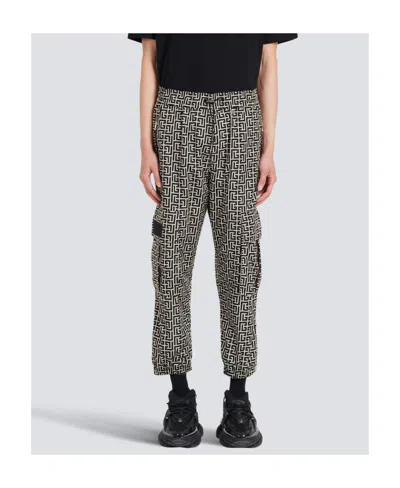 Balmain Monogram-print Track Pants In Black