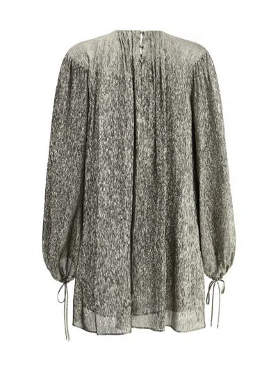Chloé Balloon-sleeve Metallic Silk Mini Dress In Gold