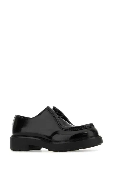 Prada Brushed Leather Lace-up Shoes Lace Up Shoes Black In Black
