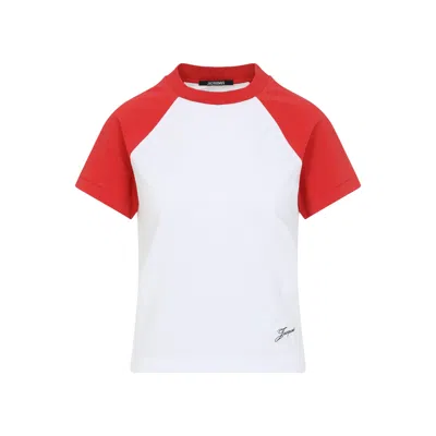 Jacquemus Raglan T-shirt With Red Sleeves And Subtle Logo