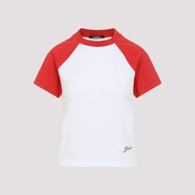 Jacquemus Raglan T-shirt With Red Sleeves And Subtle Logo