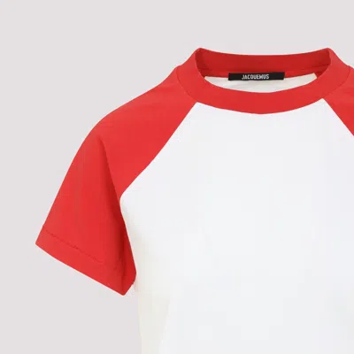 Jacquemus Raglan T-shirt With Red Sleeves And Subtle Logo