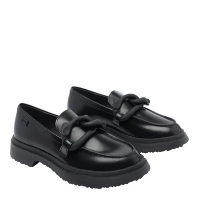 Camper Round Toe Loafers In Black