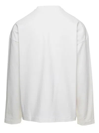 Jil Sander White Crewneck Sweatshirt With Contrasting Logo Print At The Front In Cotton Man In White