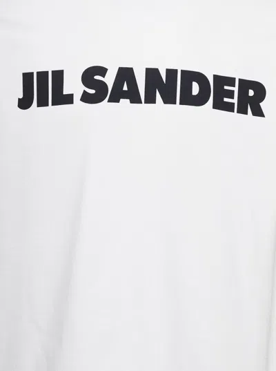 Jil Sander White Crewneck Sweatshirt With Contrasting Logo Print At The Front In Cotton Man In White