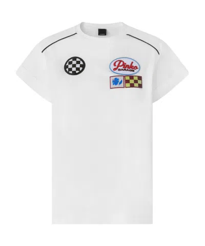 Pinko Short Sleeve T-shirt With Colorful Patches In White