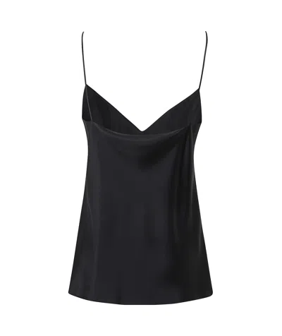 Max Mara V Neck Stretch Silk Satin Tank Top In Black