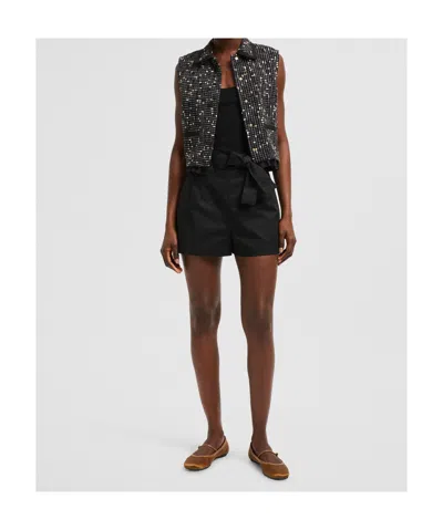 Moncler Tech & Cotton Shorts In Black