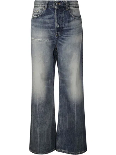 Diesel Washed Effect Wide Leg Jeans In Multicolor