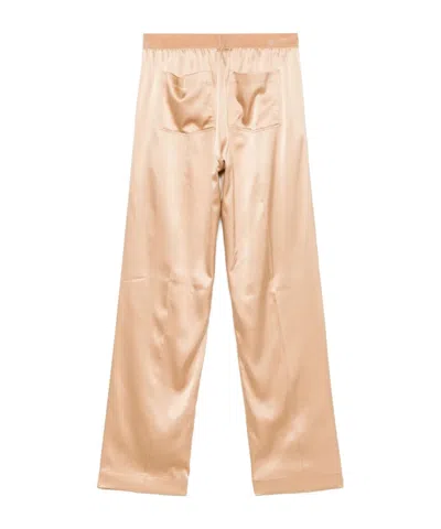 Tom Ford Stretch Silk Satin Pants In Nude
